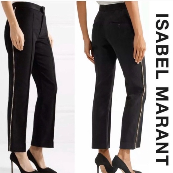 Isabel Marant Pants - Isabel MARANT runaway Black Velvet PHILEA Swarovski Crystal  Pants trousers